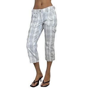 Women's White Plaid Capris